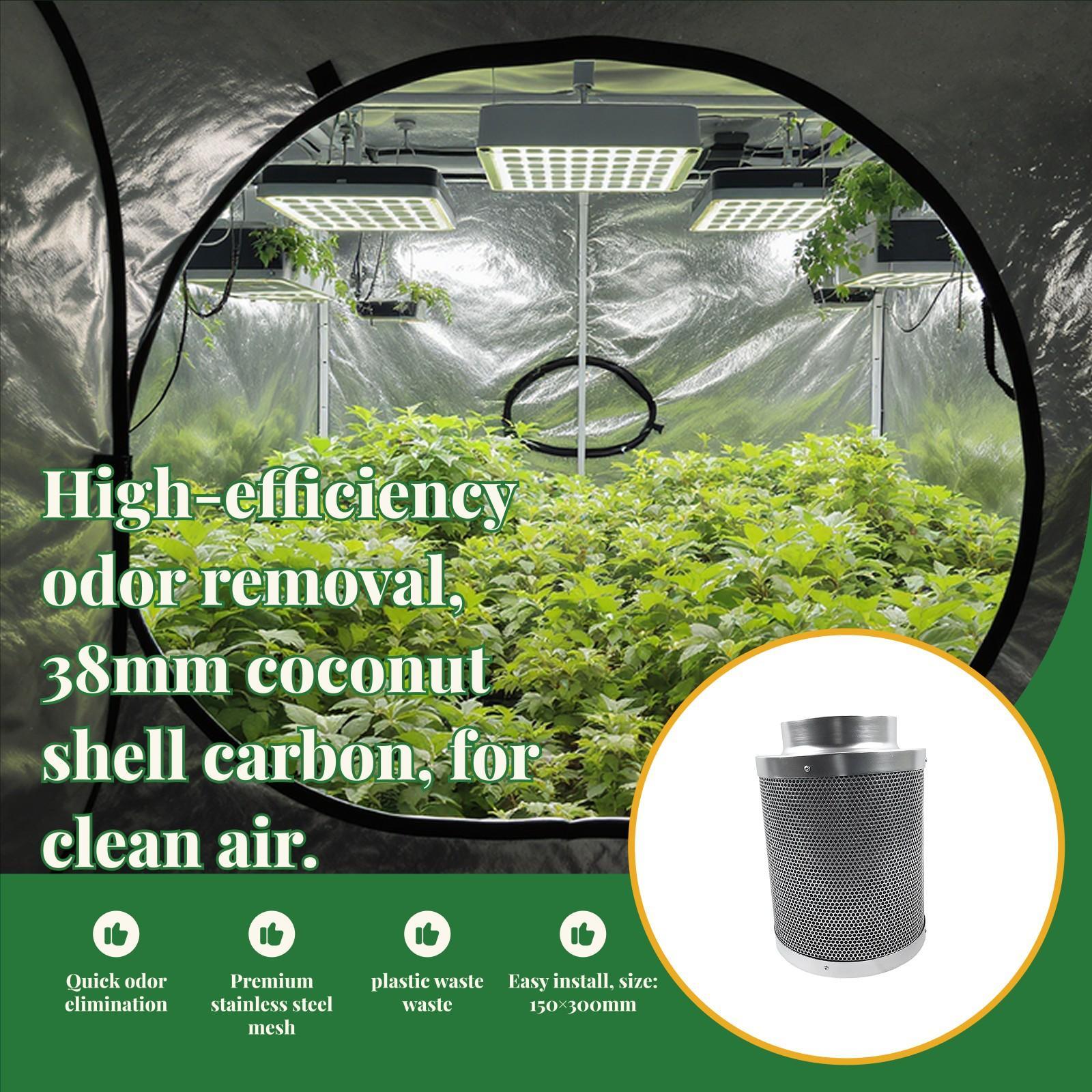 Carbon Filter Inline - พัดลมอินไลน์ 6 นิ้ว พร้อมแผ่นกรองคาร์บอน สแตนเลส สำหรับเต็นท์ปลูกพืช