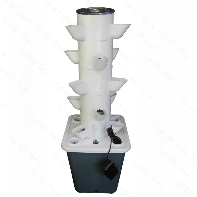 Hydroponic Tower Planter - ระบบปลูกผักไฮโดรโปนิกส์แบบแนวตั้ง 6 ชั้น สำหรับปลูกในร่ม ระเบียงบ้าน ระบบปลูกแบบไร้ดินขนาดเล็ก