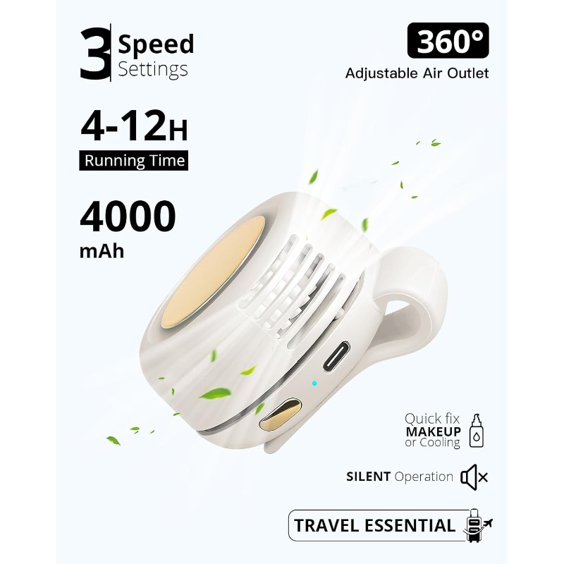 พัดลมเงียบแบบพกพา มินิ USB ชาร - Oscillating Fan Clip บทวิจารณ์และราคา
