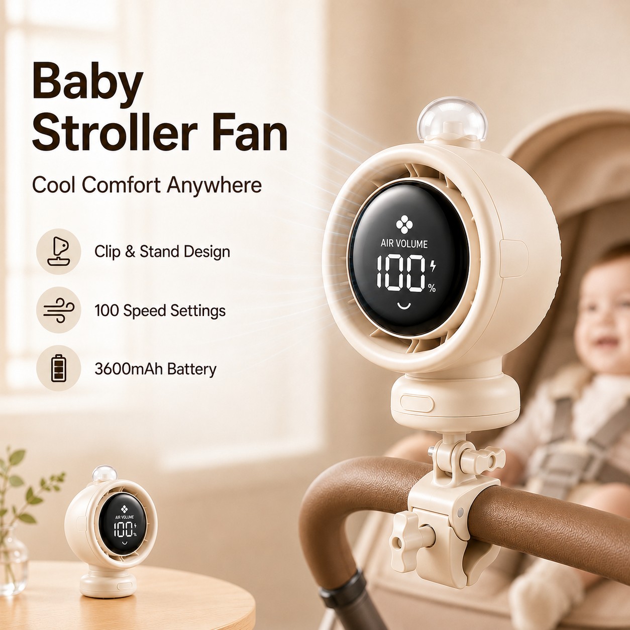 พัดลมแบบพกพาสำหรับรถเข็นเด็ก ร - Oscillating Fan Clip บทวิจารณ์และราคา